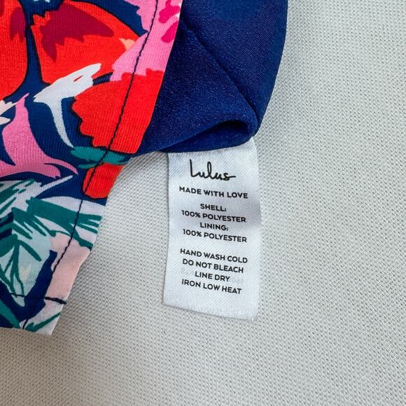 LULUS Chance of Blooms Navy Blue Multi Floral Print‎ Halter Mini Dress S - Picture 8 of 8